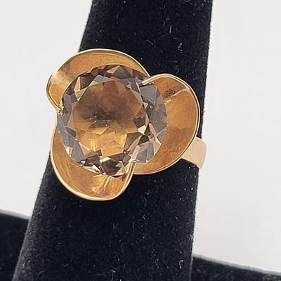 Antique 10k Gold Ring Citrine Gemstone 4.4gr Size 5.5