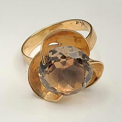 Antique 10k Gold Ring Citrine Gemstone 4.4gr Size 5.5