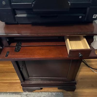 L SHAPED COMPUTER DESK WITH HUTCH PLUS CHAIR AND OFFICE SUPPLIES