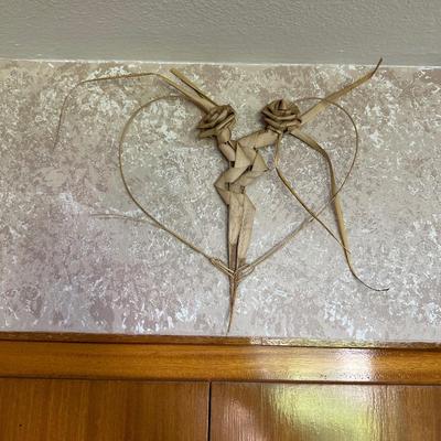 WALL CLOCK, HEART WREATHS AND WEAVED ART