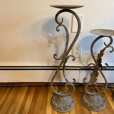 3 IRON FLOOR CANDLE HOLDERS