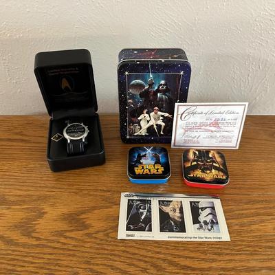 LIMITED EDITIONS - STAR TREK WATCH AND STAR WARS SILK TIE
