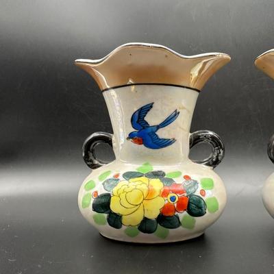 Vintage Japan Hand Painted Vases (2)