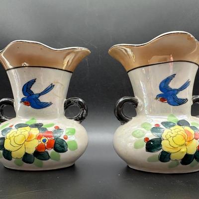 Vintage Japan Hand Painted Vases (2)