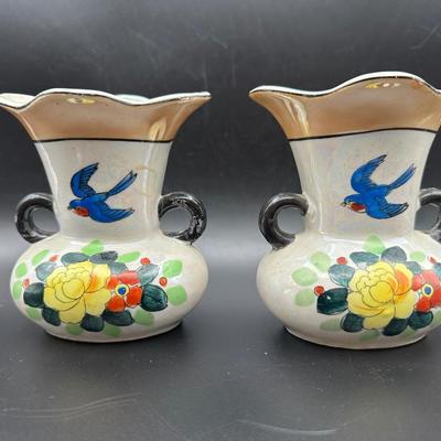 Vintage Japan Hand Painted Vases (2)