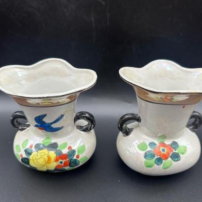 Vintage Japan Hand Painted Vases (2)