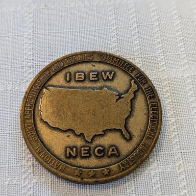 IBEW NECA COLLECTIBLE BRASS COIN TOKEN with ELECTRICAL PIE CHART