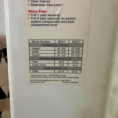 AMANA REFRIGERATOR W/BOTTOM FREEZER