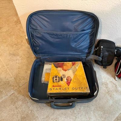 KODAK BROWNIE CAMERA, TRIPOD AND 2 CASES