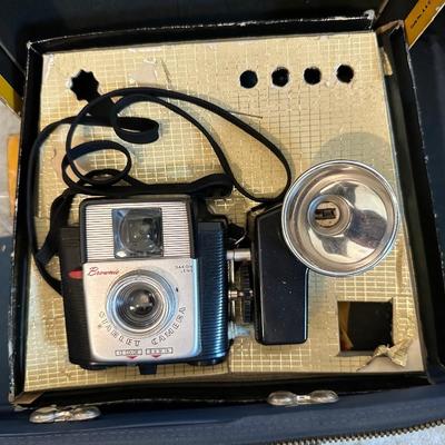 KODAK BROWNIE CAMERA, TRIPOD AND 2 CASES