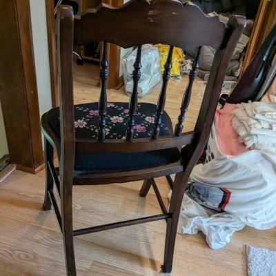 Antique Cherry Chair with Needlepoint Seat
