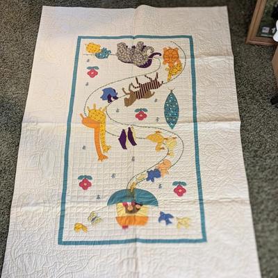 Amazing Vintage Hand Made Nursery Quilt