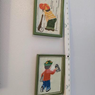2 Sweet Hand Made Fiber Art Framed Pieces