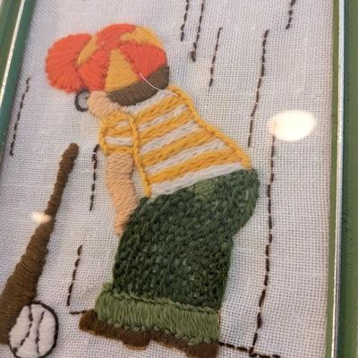 2 Sweet Hand Made Fiber Art Framed Pieces