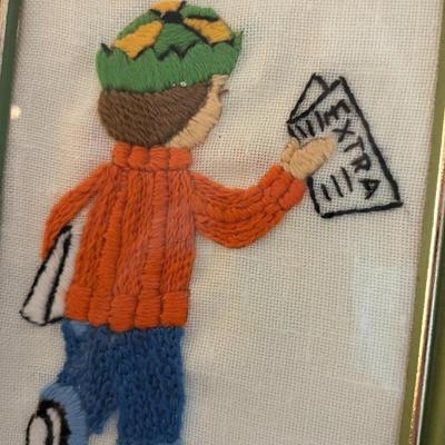 2 Sweet Hand Made Fiber Art Framed Pieces
