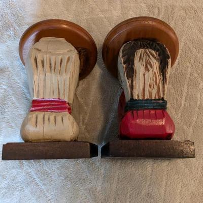 Cute Vintage Carved Wood Mexican Sombrero Bookends