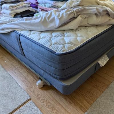 Beautiful Raw Pine King Size Frame, Headboard, Mattresses, and Bedding