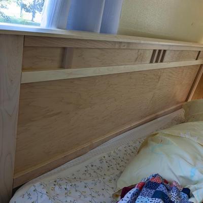 Beautiful Raw Pine King Size Frame, Headboard, Mattresses, and Bedding