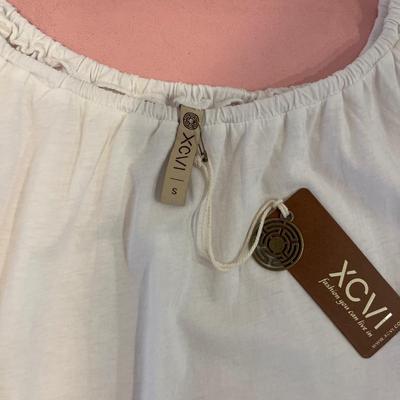 Trina Turk pink shirt & swimsuit, white tank top