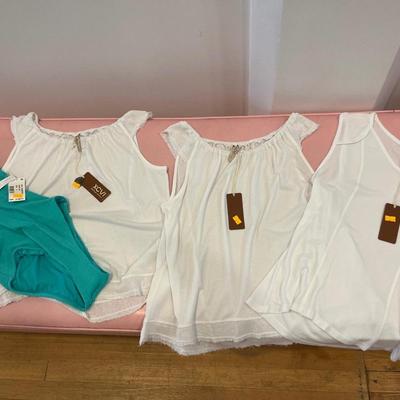 3 tops (S, M, L) & Trina Turk swimsuit size 6
