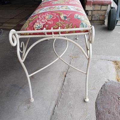 IRON BENCH WITH PADDED SEAT AND 2 TIER METAL WALL SHELF
