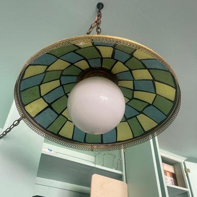 Mid Century Stained Glass style Hanging Light