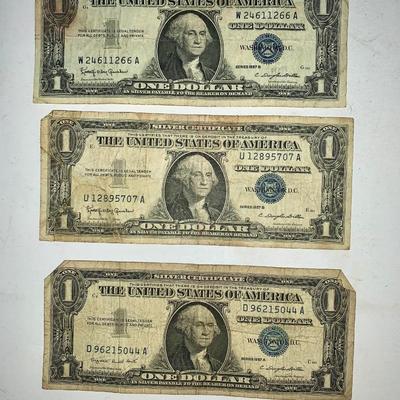 Lot of Ten 1957 Blue Seal $1 Silver Certificates
