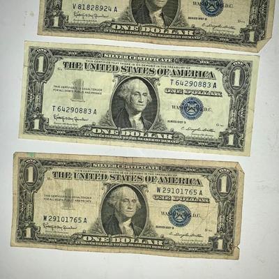 Lot of Ten 1957 Blue Seal $1 Silver Certificates
