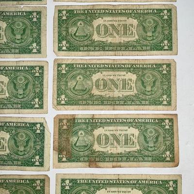 Lot of Ten 1957 Blue Seal $1 Silver Certificates