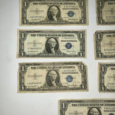 Lot of Seven 1935 Blue Seal $1 Silver Certificates