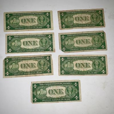 Lot of Seven 1935 Blue Seal $1 Silver Certificates