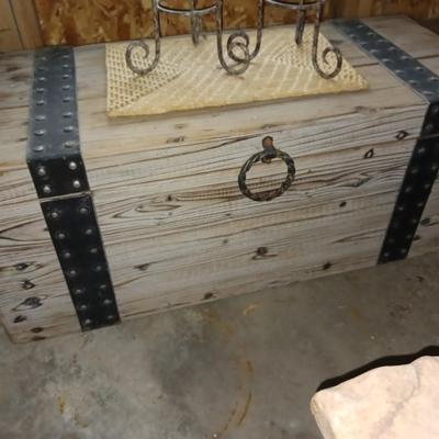 WOODEN TRUNK WITH IRON HARDWARE