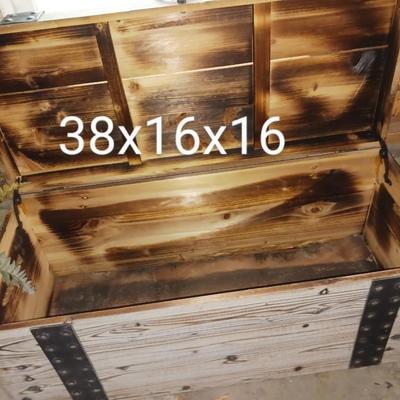 WOODEN TRUNK WITH IRON HARDWARE