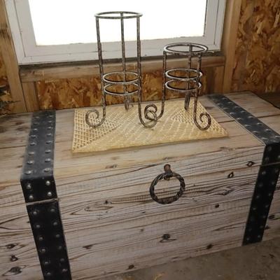 WOODEN TRUNK WITH IRON HARDWARE