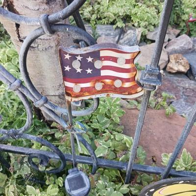 TALL SHEPHEERDS HOOK AND VARIOUS OTHER YARD ART