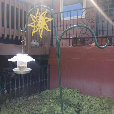 TALL SHEPHEERDS HOOK AND VARIOUS OTHER YARD ART