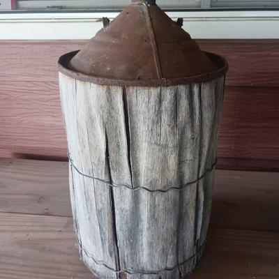 ANTIQUE WOOD WRAPPED CASK CAN & A DELUXE METALWARE MOP BUCKET &