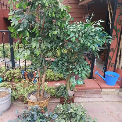 IT'S A JUNGLE OUT THERE! 2 FAUX TREES AND 2 FAUX PLANTS