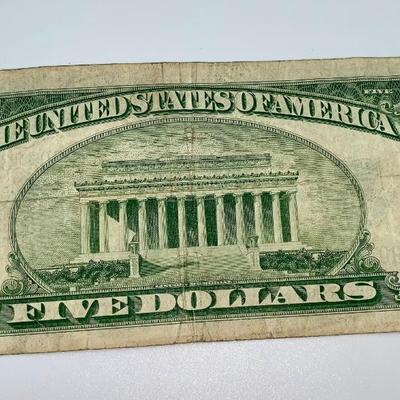1934 D Blue Seal $5 Silver Certificate
