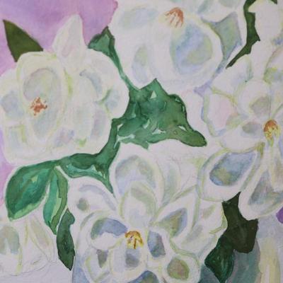 Framed Signed Original Watercolor by Martha Ann Samuel "Gardenias"