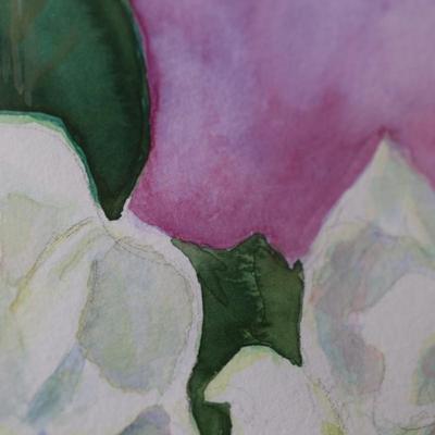 Framed Signed Original Watercolor by Martha Ann Samuel "Gardenias"