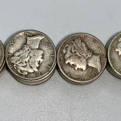 Lot of 40 Unsearched 1916-1945 Mercury Dimes