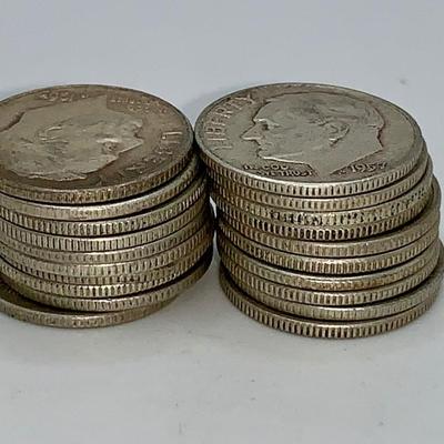 Lot of 20 Unsearched 1946-64 Roosevelt Dimes