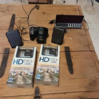 SONY DIGITAL CAMERA, 2 NEW HD ACTION CAMERAS, COMPUTER SPEAKERS