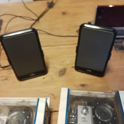 SONY DIGITAL CAMERA, 2 NEW HD ACTION CAMERAS, COMPUTER SPEAKERS