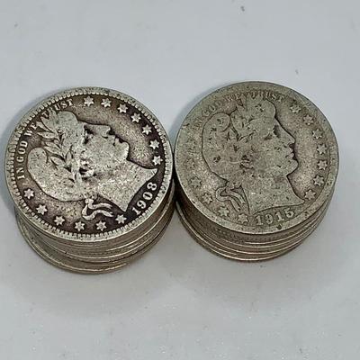 Lot of 26 Unsearched 1892-1916 Barber Quarters