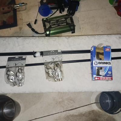 PADDED BENCH, CURTAIN ROD, KEYED DOOR KNOB AND MORE