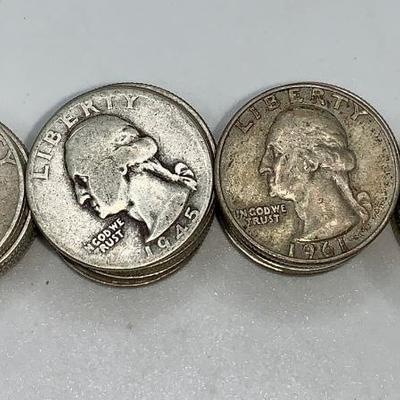 Lot of 40 Unsearched 1932-64 Washington Quarters