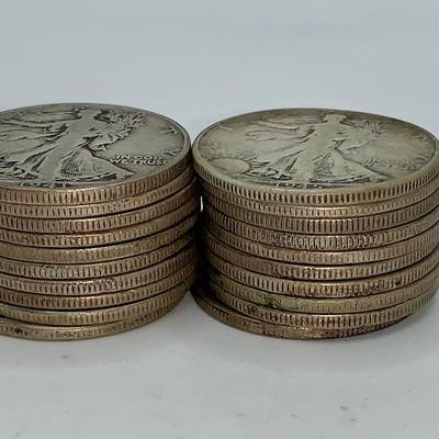 Lot of 20 Unsearched 1916-47 Walking Liberty Half Dollars