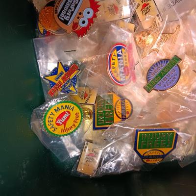 MANY NEW SAFETY PINS MAINLY FROM PIZZA HUT